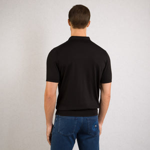 Stefano Ricci SS Black Zip Polo silk/cotton