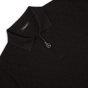 Stefano Ricci SS Black Zip Polo silk/cotton