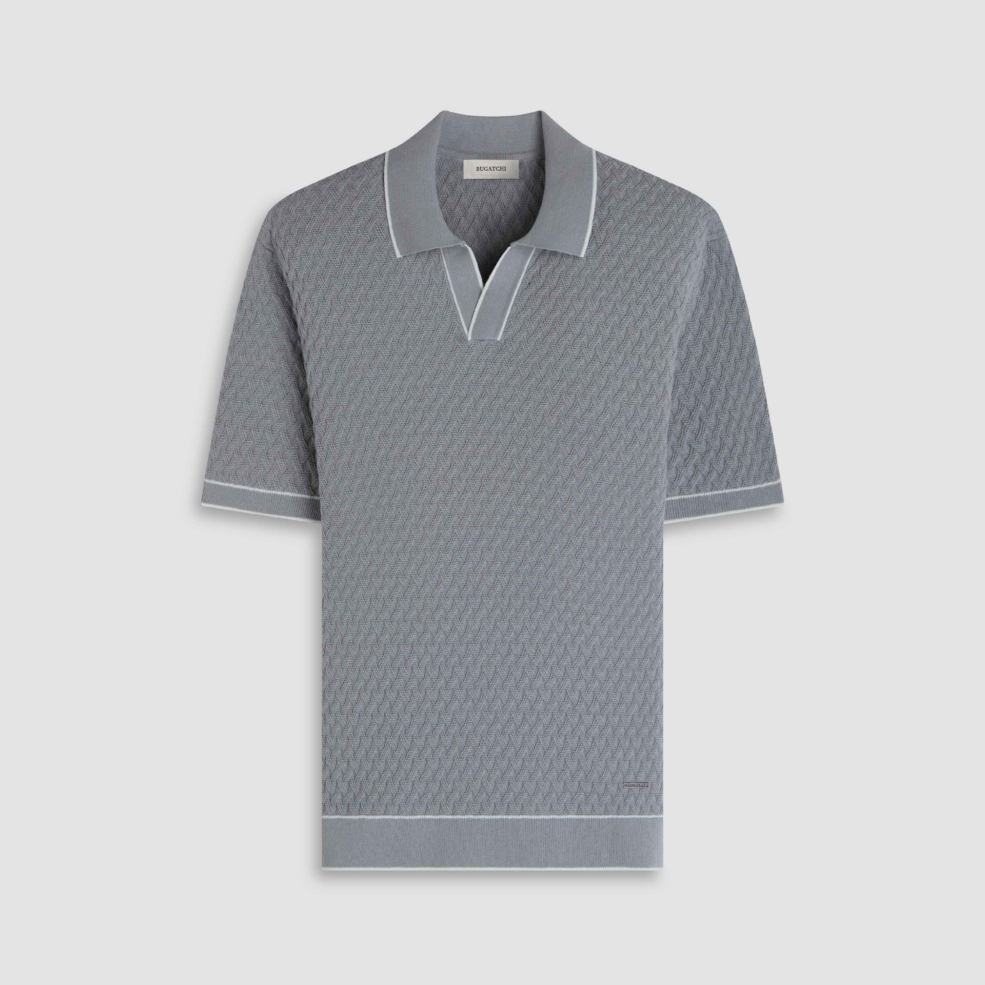 Bugatchi Diamond Cable SS Sweater Johnny Collar