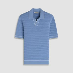 Bugatchi Diamond Cable SS Sweater Johnny Collar