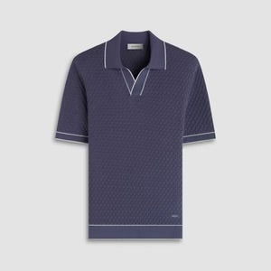 Bugatchi Diamond Cable SS Sweater Johnny Collar