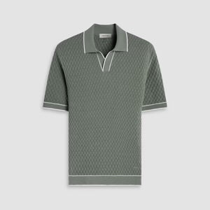 Bugatchi Diamond Cable SS Sweater Johnny Collar