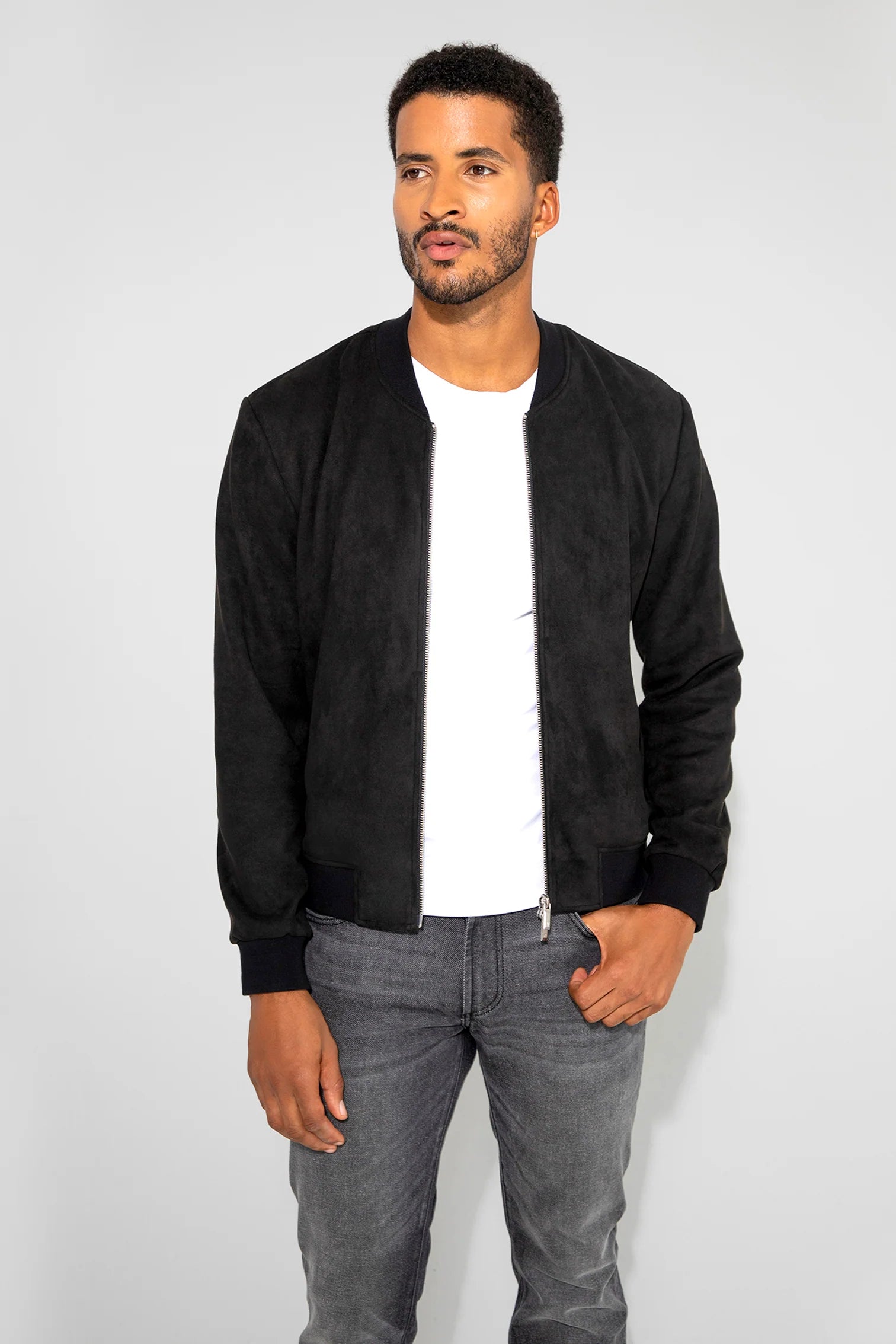 Monfrere Suede Noir Bomber Jacker